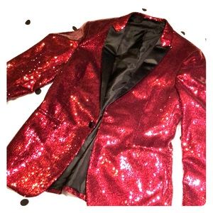 Zara Red Sequin Blazer